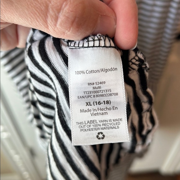 Time and Tru Black & White Striped midi dress preppy dark academia workwear - Picture 4 of 4